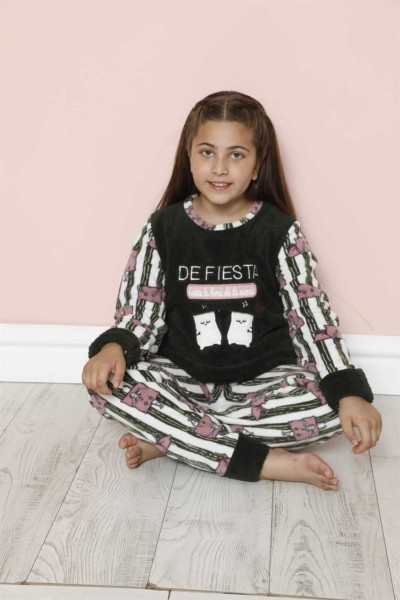moda çizgi WelSoft Polar Çocuk Pijama Takımı 20243Y - Thumbnail