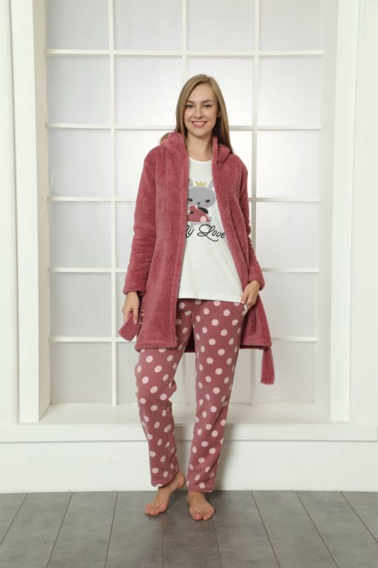 moda çizgi Welsoft Polar Kadın 3'lü Pijama Takımı 808023 - 1