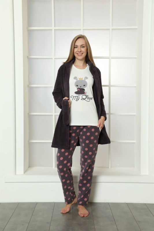 moda çizgi Welsoft Polar Kadın 3'lü Pijama Takımı 808024 - 1