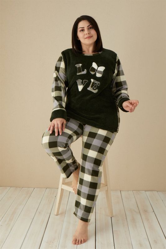 Moda Çizgi Welsoft Polar Kadın Büyük Beden Pijama Takımı 808030 - 1