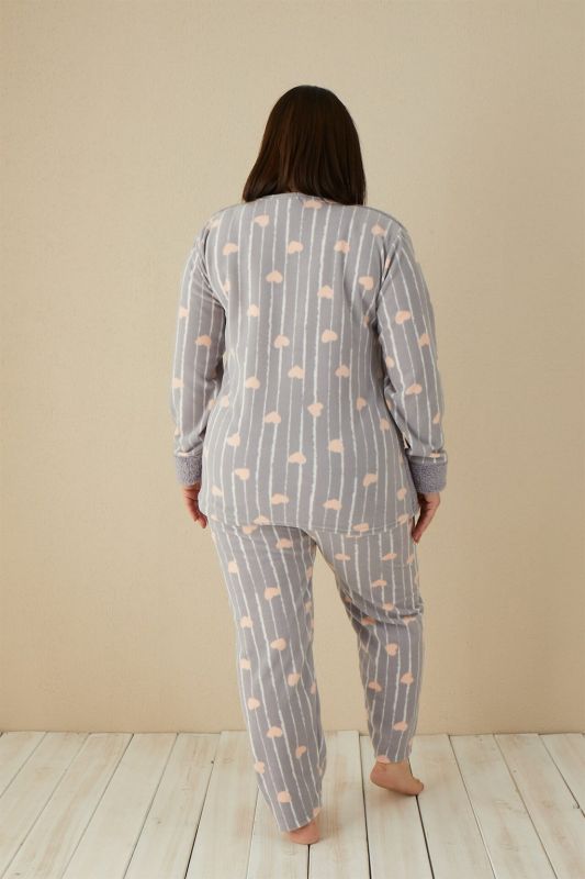 Moda Çizgi Welsoft Polar Kadın Büyük Beden Pijama Takımı 808036 - 3