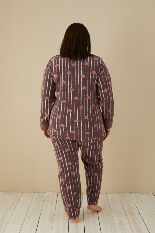 Moda Çizgi Welsoft Polar Kadın Büyük Beden Pijama Takımı 808037 - 3