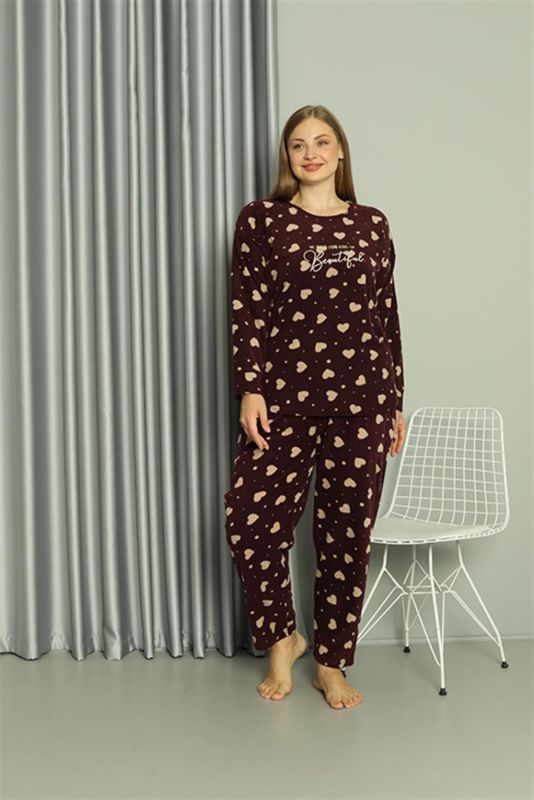 Moda Çizgi Welsoft Polar Kadın Büyük Beden Pijama Takımı 808041 - 2