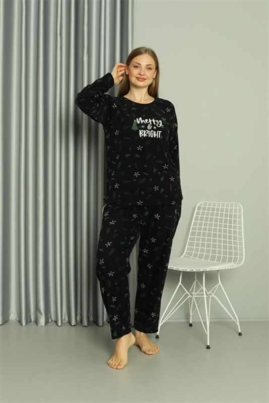 Moda Çizgi Welsoft Polar Kadın Büyük Beden Pijama Takımı 808043 - 1