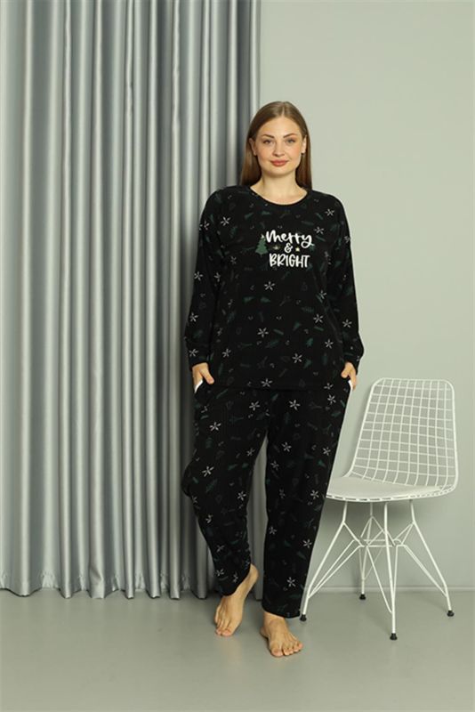 Moda Çizgi Welsoft Polar Kadın Büyük Beden Pijama Takımı 808043 - 2