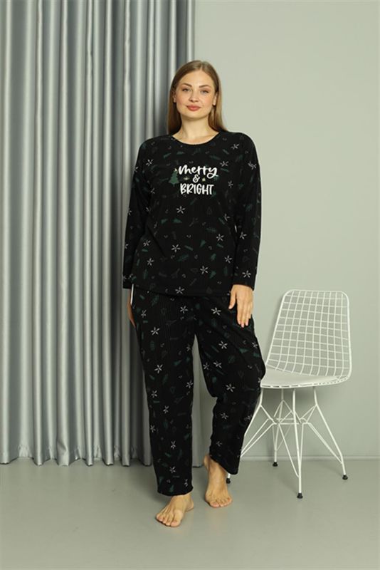 Moda Çizgi Welsoft Polar Kadın Büyük Beden Pijama Takımı 808043 - 4
