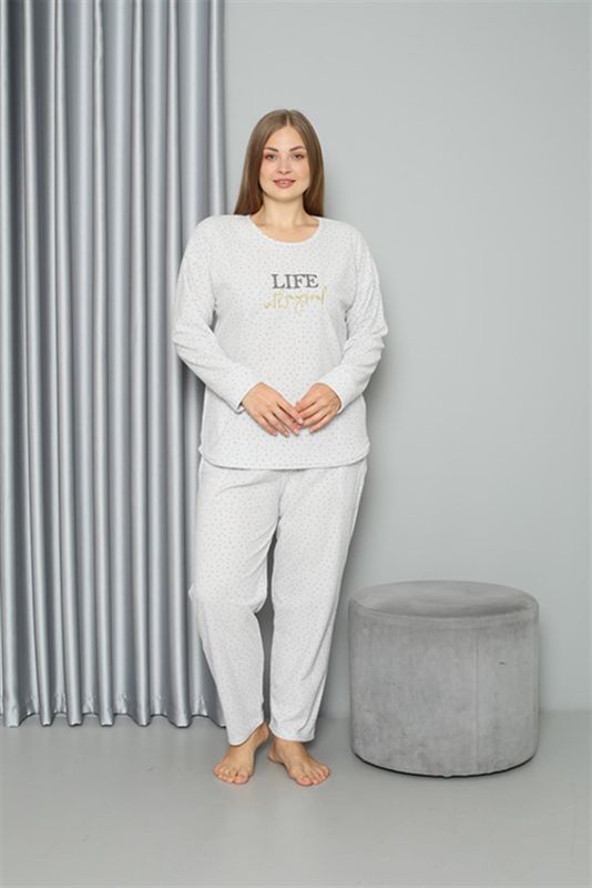 Moda Çizgi Welsoft Polar Kadın Büyük Beden Pijama Takımı 808050 - 1