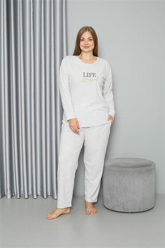 Moda Çizgi Welsoft Polar Kadın Büyük Beden Pijama Takımı 808050 - 2