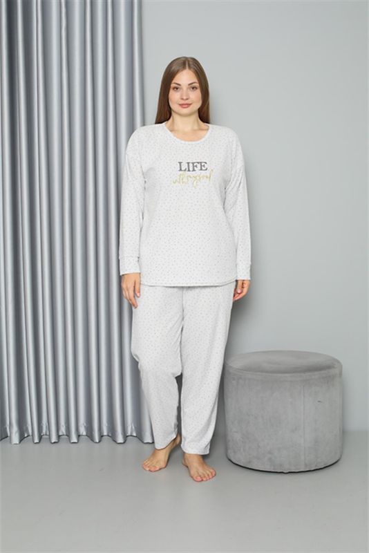 Moda Çizgi Welsoft Polar Kadın Büyük Beden Pijama Takımı 808050 - 3