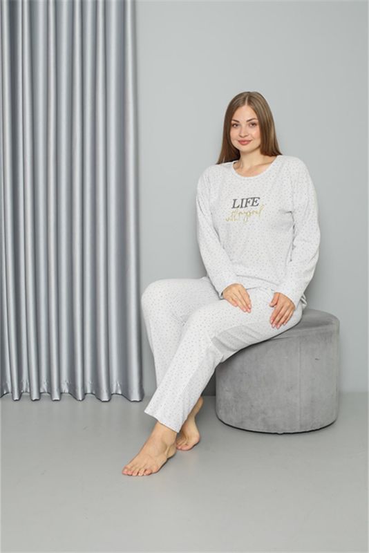 Moda Çizgi Welsoft Polar Kadın Büyük Beden Pijama Takımı 808050 - 4