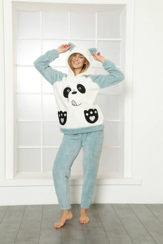 moda çizgi Welsoft Polar Peluş Kadın Pijama Takımı 818111 - 1