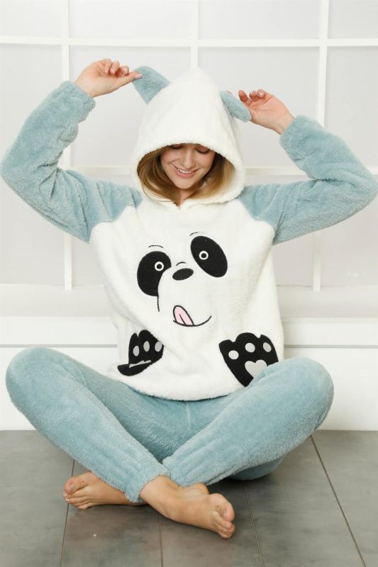 moda çizgi Welsoft Polar Peluş Kadın Pijama Takımı 818111 - 2