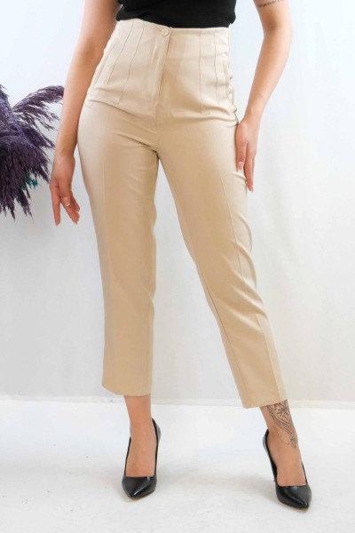 Moda Çizgi - Moda Çizgi Yüksek Bel Pantolon Taş