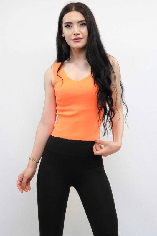 Moda Çizgi Zigzag Collar Knitwear Blouse Orange - 1