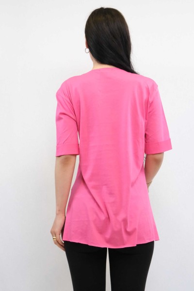 Moda Çizgi Chain Accessory Tshirt Pink - Thumbnail