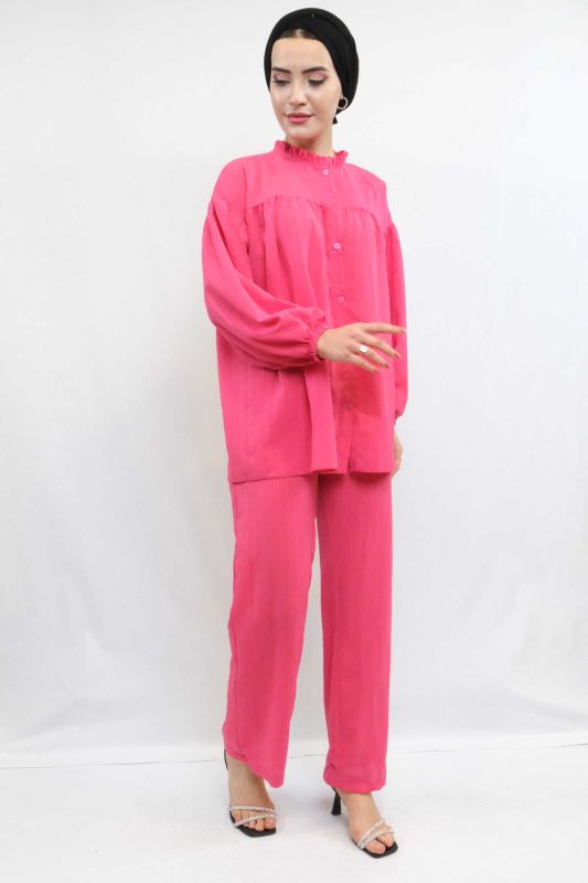 Moda Çizgili Robalı İkili Takım Pembe - 2