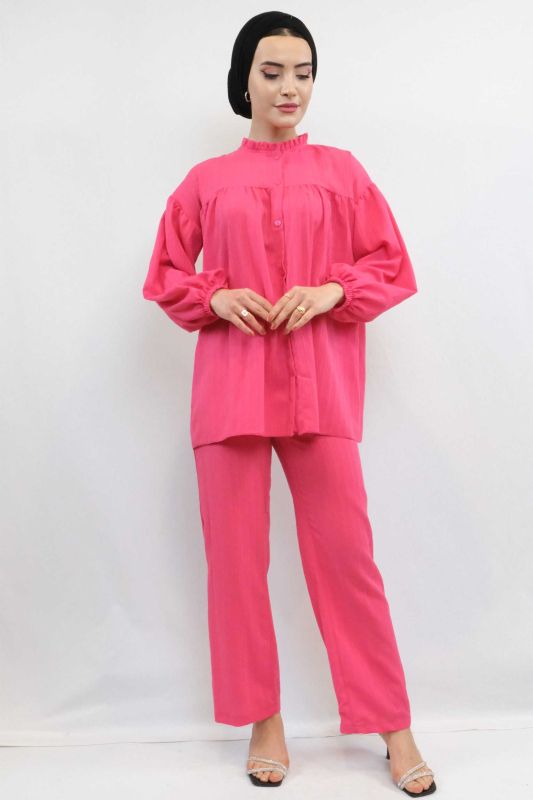 Moda Çizgili Robalı İkili Takım Pembe - 1