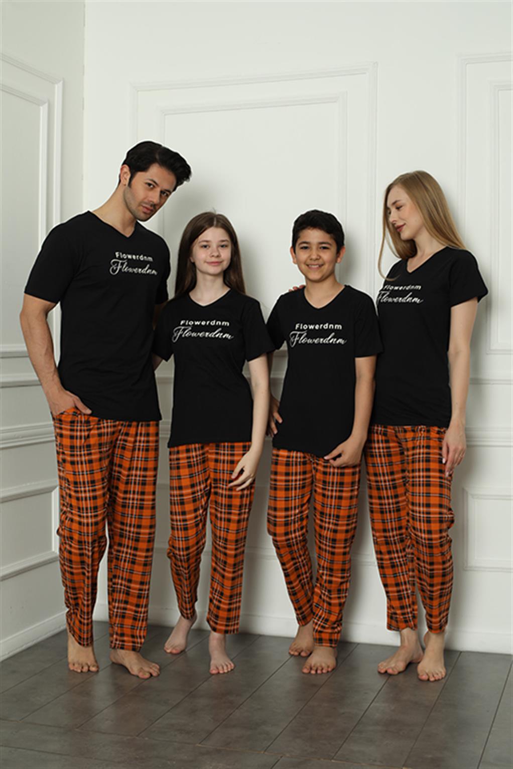 Moda Çizgi Aile Penye Pijama Takım (anne - kız ) 50118 Ayrı Ayrı Satılır . Fiyatları Farklıdır - 3-4 | Siyah Kadın
