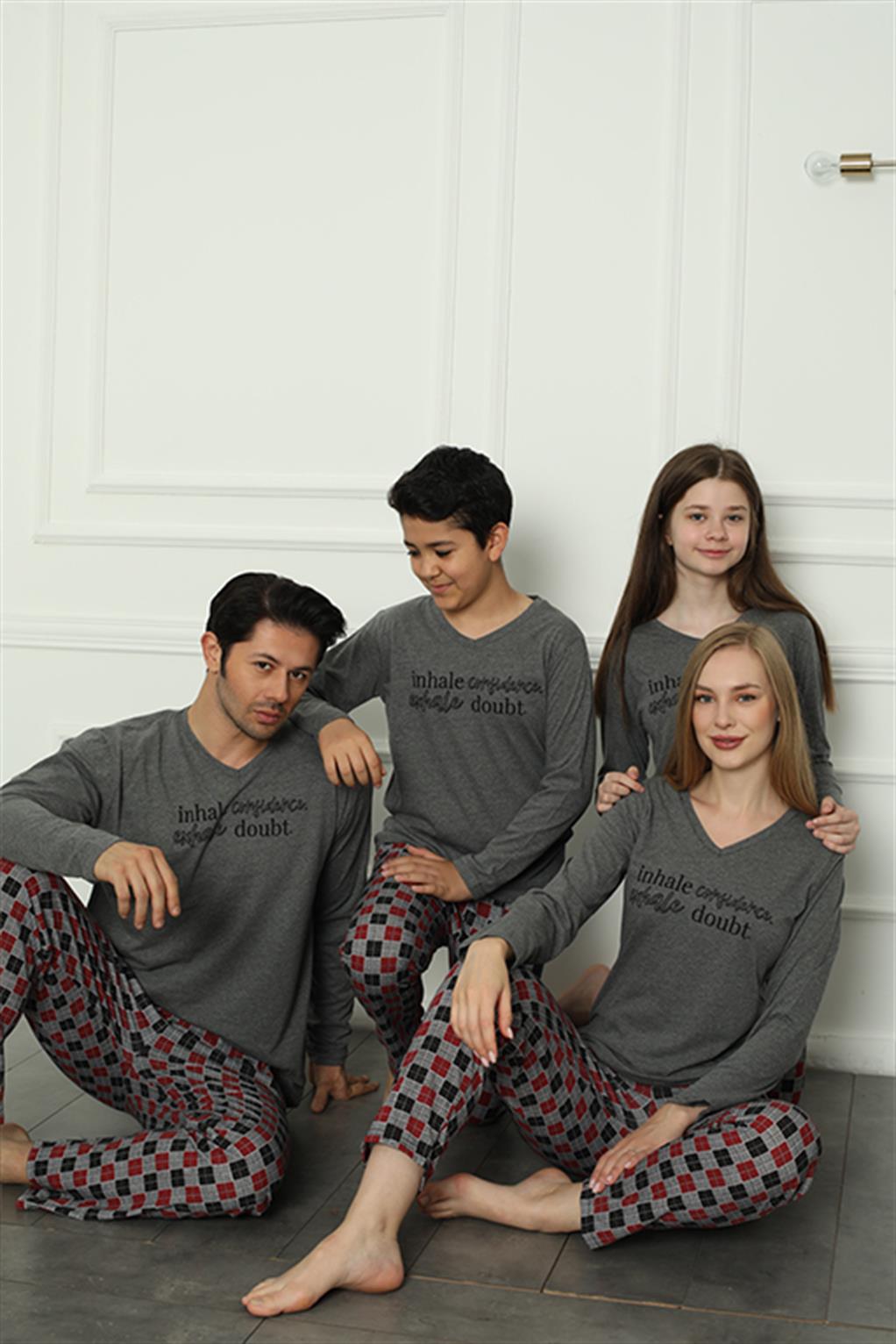 Moda Çizgi Aile Penye Pijama Takım (baba - oğul ) 50112 Ayrı Ayrı Satılır . Fiyatları Farklıdır - M | Antrasit Erkek