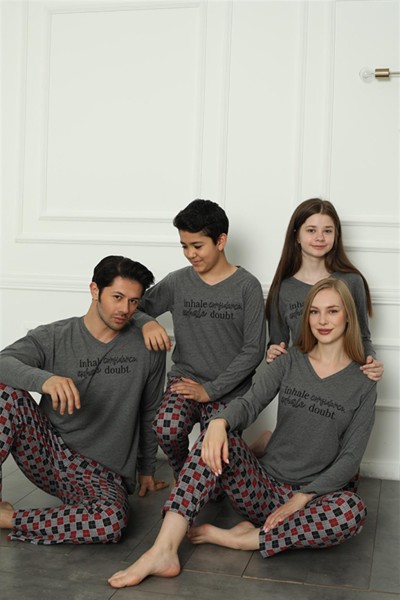 Moda Çizgi Aile Penye Pijama Takım (baba - oğul ) 50112 Ayrı Ayrı Satılır . Fiyatları Farklıdır - Thumbnail