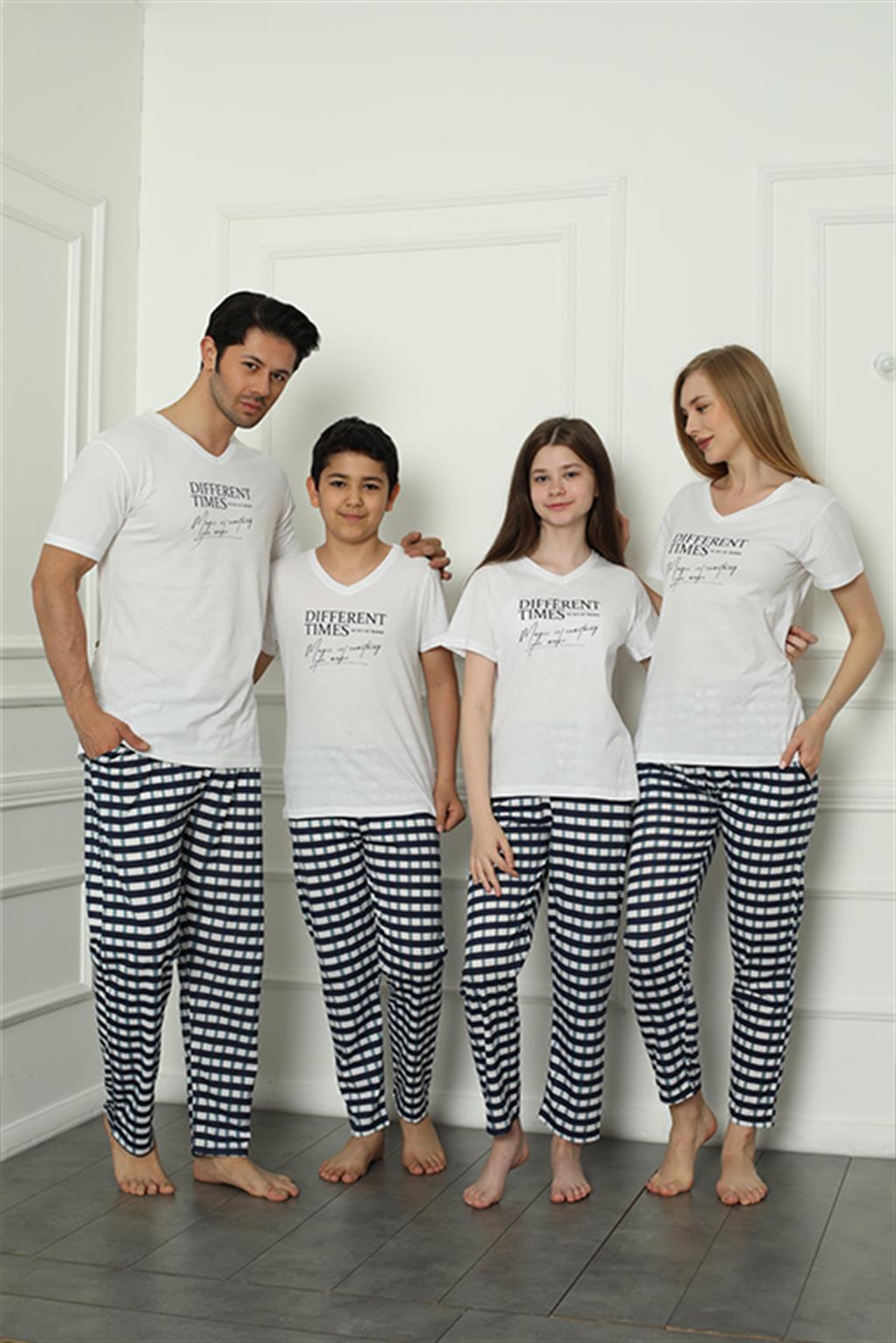 Moda Çizgi Aile Penye Pijama Takım (baba - oğul ) 50113 Ayrı Ayrı Satılır . Fiyatları Farklıdır - 3-4 | Beyaz Erkek