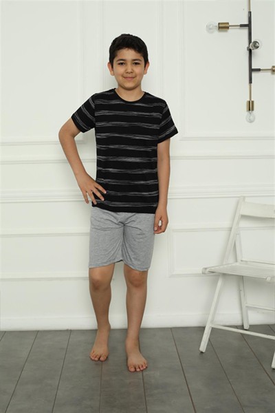 Moda Çizgi Aile Penye Şortlu Pijama Takım (baba - oğul ) 50115 Ayrı Ayrı Satılır . Fiyatları Farklıdır - Thumbnail