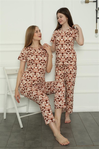 Moda Çizgi Anne Kız Aile Penye Pijama Takım Ayrı Ayrı Satılır. Fiyatları Farklıdır 50103 - Thumbnail