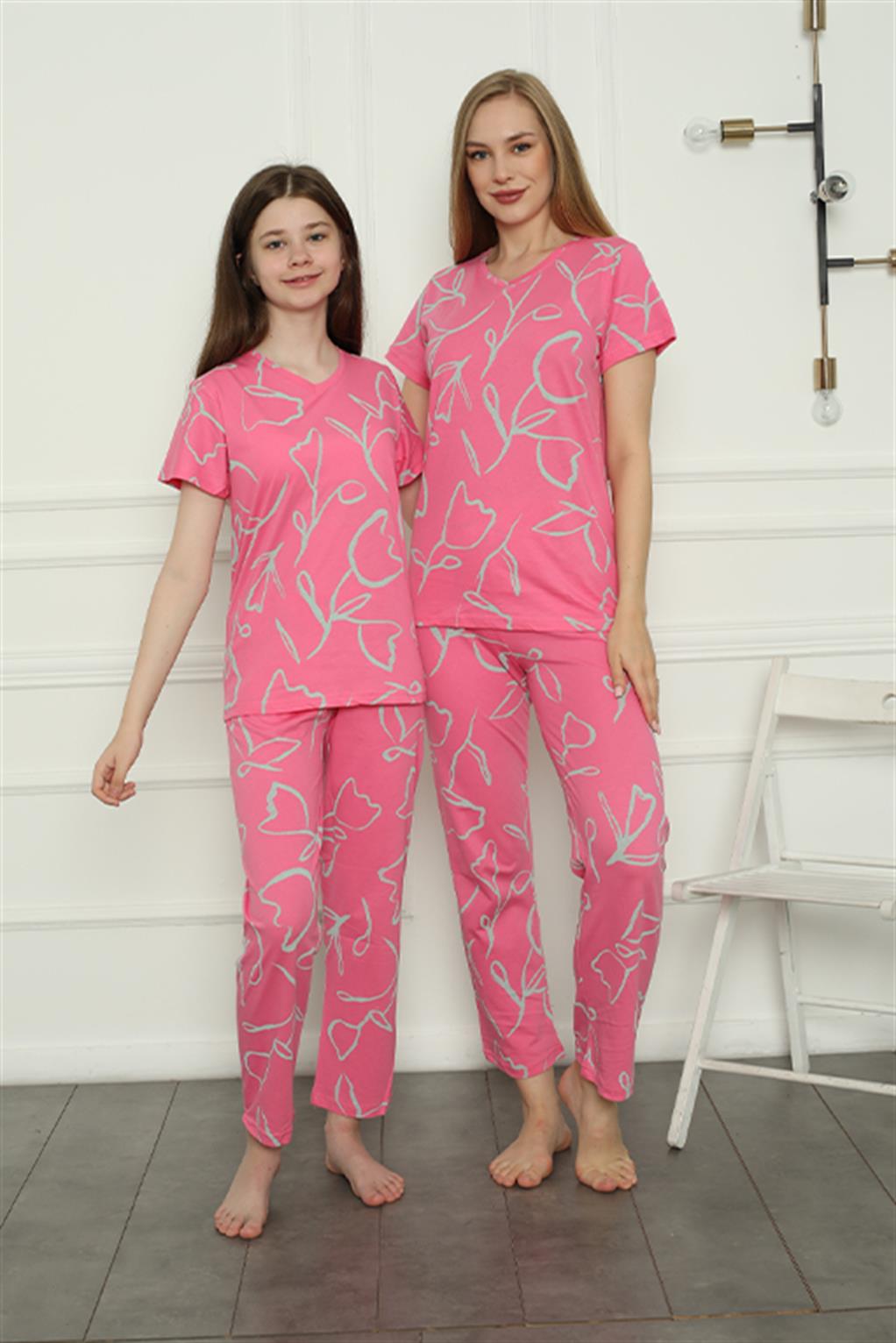 Moda Çizgi Anne Kız Aile Penye Pijama Takım Ayrı Ayrı Satılır. Fiyatları Farklıdır 50105 - 11-12 | Fuşya