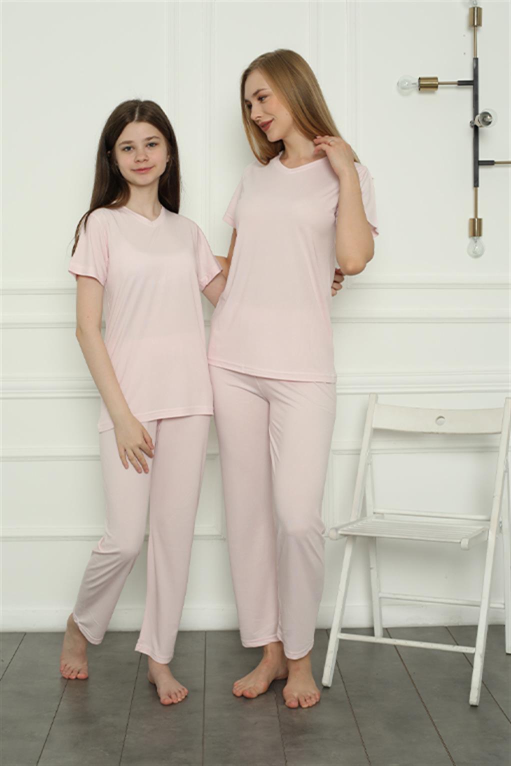 Moda Çizgi Anne Kız Aile Penye Pijama Takım Ayrı Ayrı Satılır. Fiyatları Farklıdır 50107 - 9-10 | Pembe