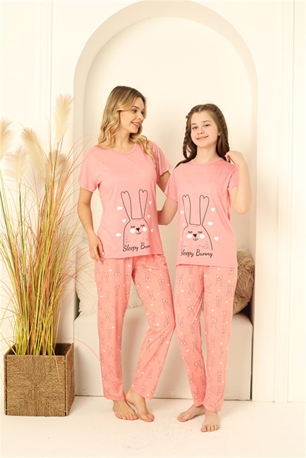 Moda Çizgi Anne Kız Aile Pijama Takım Ayrı Ayrı Satılır 50100 - 8 | Somon