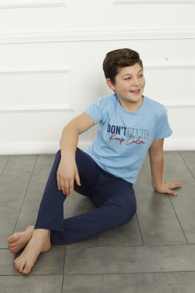 Moda Çizgi Baba Oğul Mavi Aile Pijama Takım Ayrı Ayrı Satılır 50102 - Thumbnail