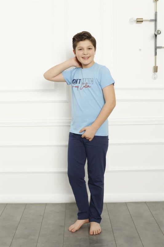 Moda Çizgi Baba Oğul  Mavi Aile Pijama Takım Ayrı Ayrı Satılır 50102 - 7