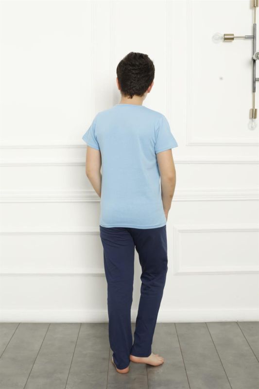 Moda Çizgi Baba Oğul  Mavi Aile Pijama Takım Ayrı Ayrı Satılır 50102 - 8