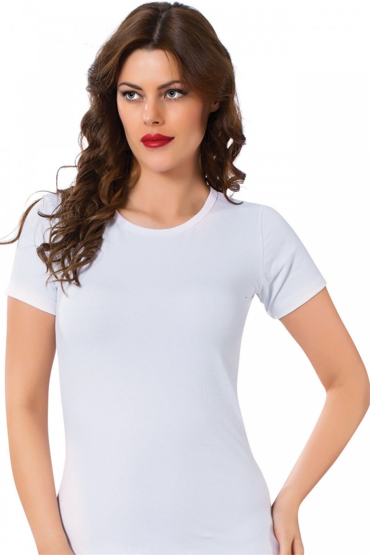 Moda Çizgi Bayan Kısa Kol Body 232B - 4XL | Beyaz