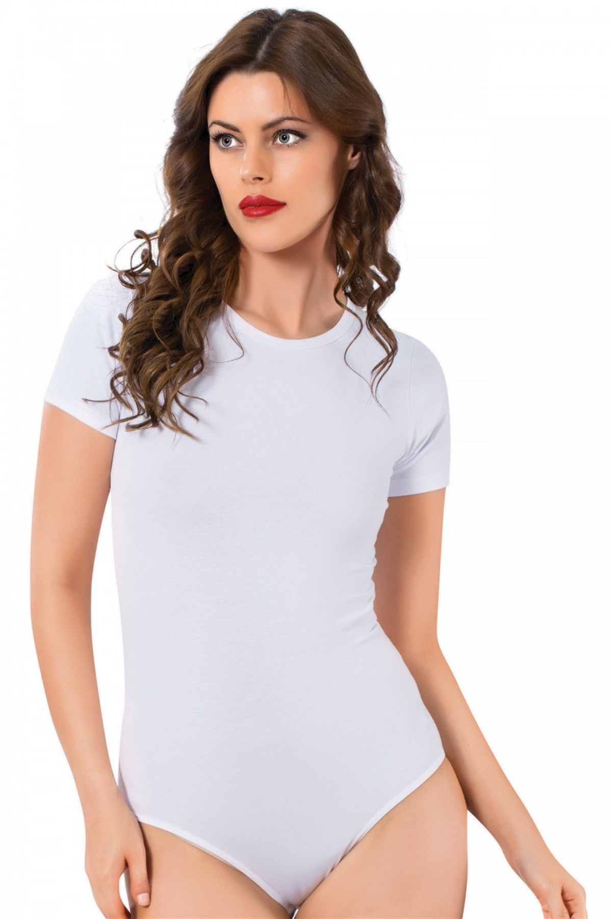 Moda Çizgi Bayan Kısa Kol Çıtçıtlı Body 242 - S | Beyaz