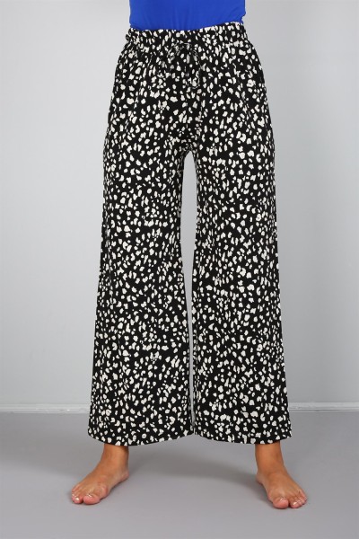 Moda Çizgi Bayan Penye Bol Paça Pantolon 210032 - Thumbnail