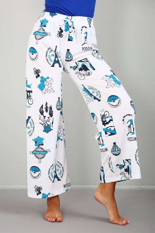 Moda Çizgi Bayan Penye Bol Paça Pantolon 210035 - 1