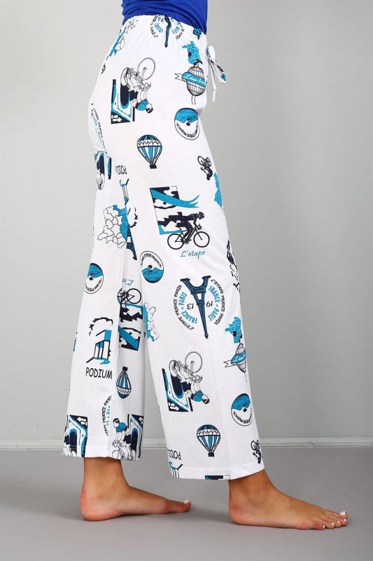 Moda Çizgi Bayan Penye Bol Paça Pantolon 210035 - 2