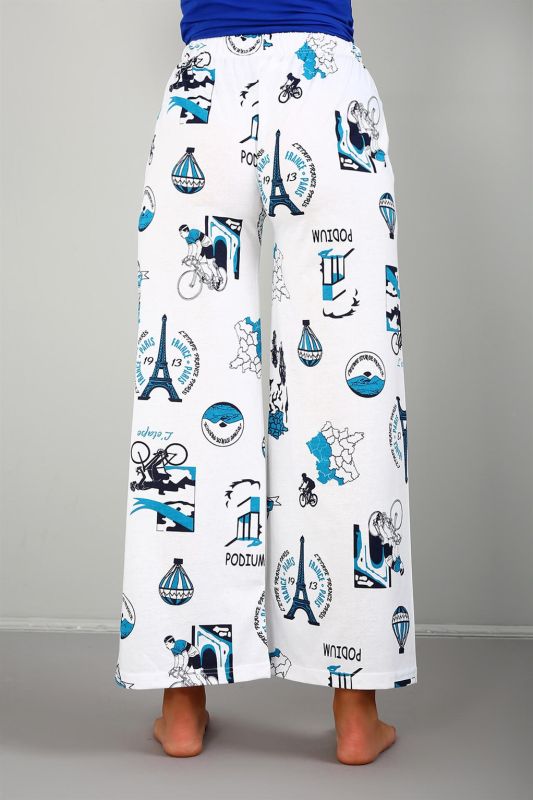Moda Çizgi Bayan Penye Bol Paça Pantolon 210035 - 3