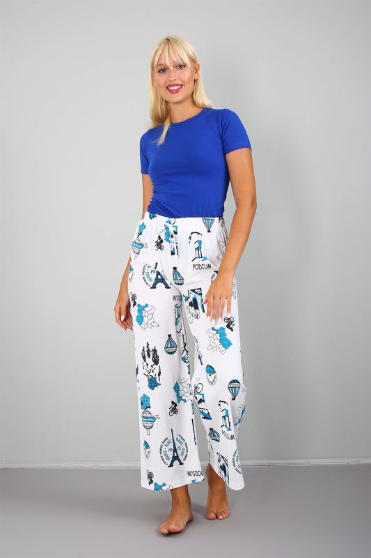 Moda Çizgi Bayan Penye Bol Paça Pantolon 210035 - 4