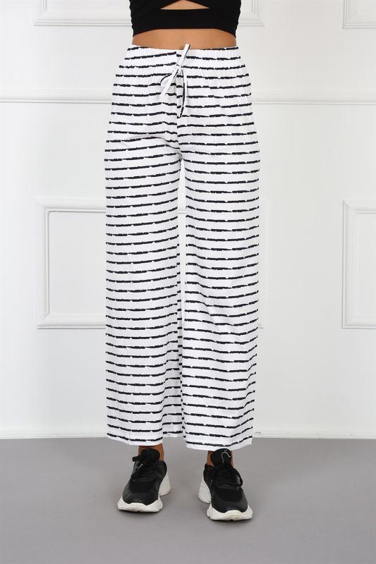 Moda Çizgi Women's Combed Cotton Wide Leg Trousers 210037 - 1