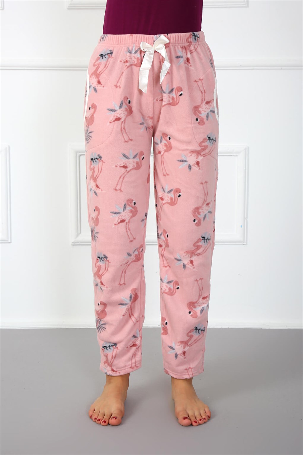 Moda Çizgi Bayan Welsoft Polar Tek Alt Pijama 210044 - M | Pembe