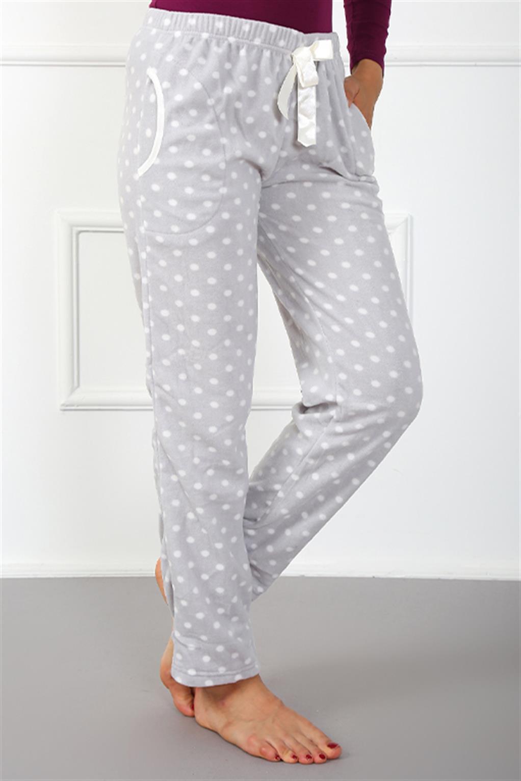 Moda Çizgi Bayan Welsoft Polar Tek Alt Pijama 210045 - L | Gri