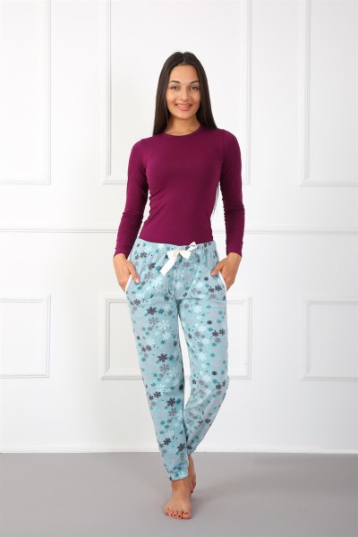 Moda Çizgi Bayan Welsoft Polar Tek Alt Pijama 210046 - Thumbnail