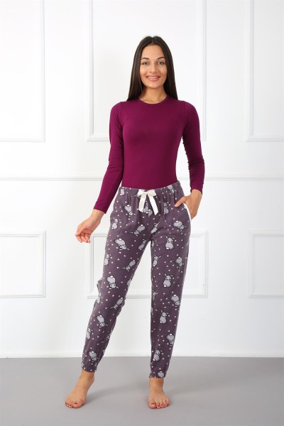 Moda Çizgi Bayan Welsoft Polar Tek Alt Pijama 210047 - Thumbnail