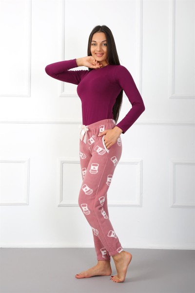 Moda Çizgi Bayan Welsoft Polar Tek Alt Pijama 210048 - Thumbnail