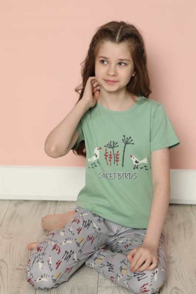 Moda Çizgi - Moda Çizgi Çocuk Pamuk Kısa Kollu Pijama Takımı 20585Y