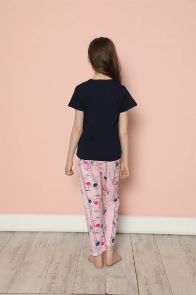 Moda Çizgi Çocuk Pamuk Kısa Kollu Pijama Takımı 20587 - Thumbnail