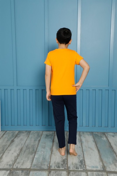 Moda Çizgi Çocuk Pamuk Kısa Kollu Pijama Takımı 20590S - Thumbnail