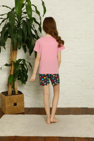 Moda Çizgi Çocuk Pamuk Şortlu Pijama Takımı 4631 - Thumbnail